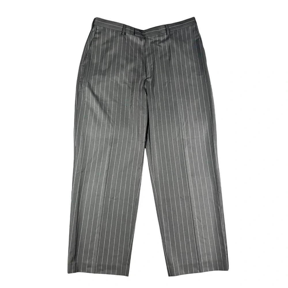 Perry Ellis Portfolio Mens Black Pinstripe Neo-Luxe Dress Pants 38x30 New